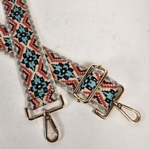 AH DORNED Crossbody Bag Strap Embroidered Floral Blue Red 21.5 Inch Length